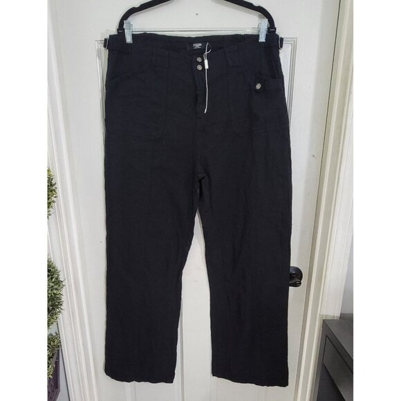 Jaded London Women Black Wide Leg Pants Flat Front‎ Double Button Waist Size W36 - Picture 4 of 10